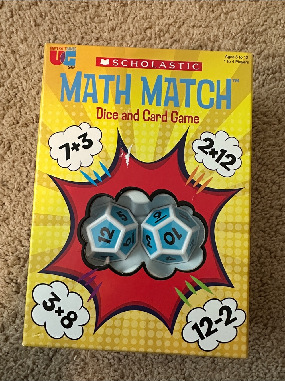 Scholastic Math Match Dice and Card Game - Yellow & Blue